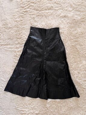 Philosophy di Lorenzo Serafini Black Faux Leather Midi Skirt – IT40 / FR36 / US4